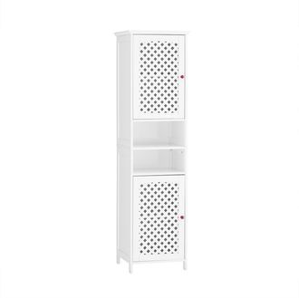 SoBuy Armario alto de ba&ntilde;o de dos puertas blanco 45x41.5x170cm moderno