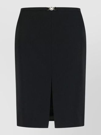 Versace virgin wool skirt front slit belt detail