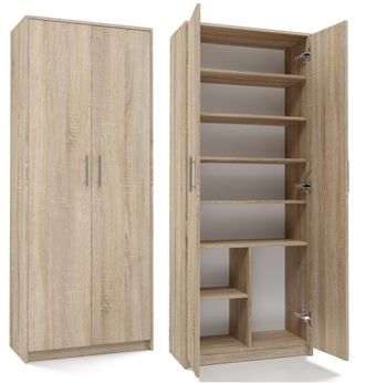 Topeshop Parla - Armario Moderno Con 6 Estantes - 180x74x35cm - Almacenaje - Armario De Oficina - Sonoma
