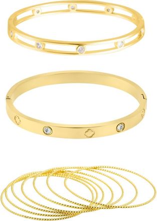 Adornia Set of 9 Assorted Bangle Bracelets in Gold at Nordstrom Rack