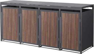 ML Design Cobertizo para 4 cubos de basura 240l antracita roble oscuro con tapa