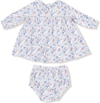 Angel Dear Country Kid Floral Long Sleeve Dress & Bloomers Set in Ivory/Mellow Rose at Nordstrom, Size 12-18M