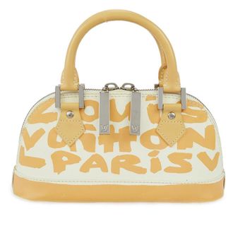 Louis Vuitton Alma Limited Edition Graffiti Leather Beige Leather Handbag (Pre-Owned)