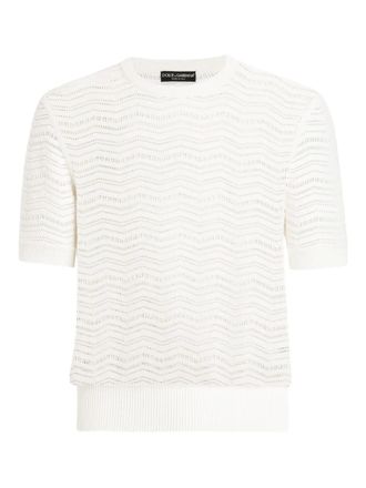 Dolce & Gabbana chevron-pattern knitted T-shirt - Neutrals