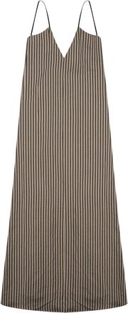 Alysi Sleeveless Neutral Stripes V-Neck Day Dress