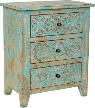 Wanderlust Deco Mesita de noche de madera verde 50x30x60h cm