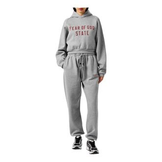 Fear of God Fleece Cropped Hoodie - Dames - Hoodies - Grijs - S - Katoen - Hoodies & sweatvesten