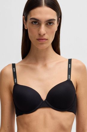 HUGO BOSS B&uuml;gel-BH BOSS UNDERWIRE BRA CI, Damen, Gr. 70, Cup B, schwarz (schwarz 001), Jersey, Obermaterial: 95% Viskose, 5% Elasthan, unifarben, k&ouml;rpernah, BHs
