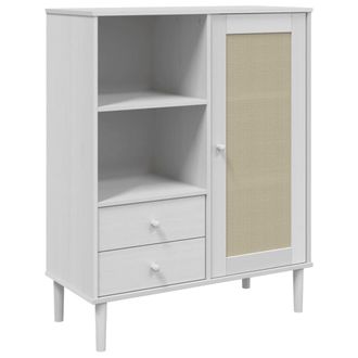 vidaXL Aparador Alto Senja Aspecto De Rat&aacute;n Madera Blanco 90x40x112 Cm Vidaxl
