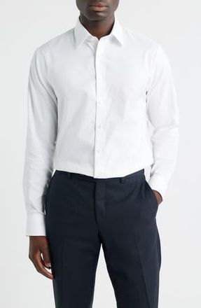 Nordstrom Trim Fit Premium Non-Iron Dress Shirt in White Lavina Pattern at Nordstrom Rack, Size 17 - 32/33