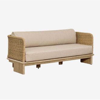 Sklum Sklum - Sof&aacute; De Jard&iacute;n De 3 Plazas En Rat&aacute;n Y Madera De Acacia Famara