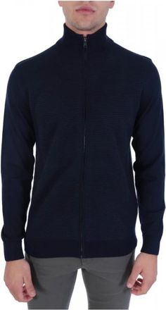 HUGO BOSS Knit Fullzip Ladriano - Heren - Vesten - Blauw - 2XL - Wol - Truien & Vesten