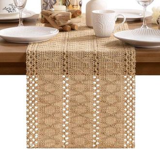 OEM Camino De Mesa, Camino De Mesa, Estilo R&uacute;stico Campestre, Camino De Mesa Tejido De Yute, Sala De Estar, Comedor, Dormitorio, 30240 Cm, Marr&oacute;n
