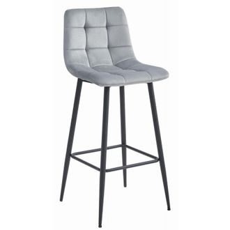 OEM Taburete Arceto - Terciopelo Gris Plata / Patas Negras X 1