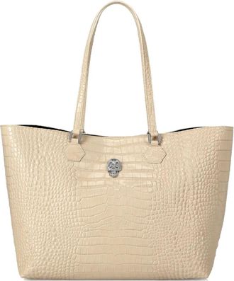 Philipp Plein Borsa tote con effetto coccodrillo goffrato - Toni neutri