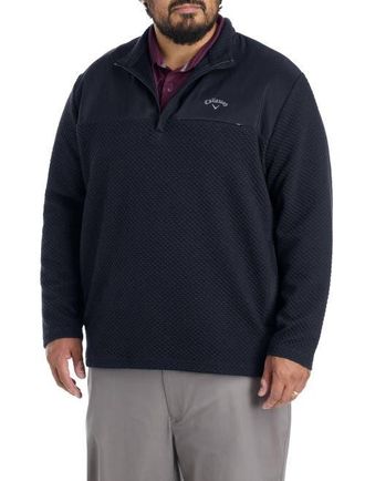 Callaway Big & Tall Mixed Media 1/4 Zip Performance Pullover in Caviar at Nordstrom, Size 3X Big