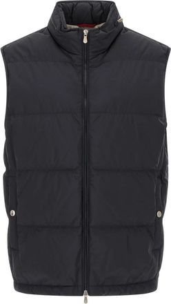 Brunello Cucinelli Lichtgewicht Techno Stof Donsjack - Heren - Bodywarmers - Blauw - XL - Nylon - Jassen