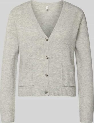 Only Oversized Strickjacke mit Woll-Anteil Modell RENE in Hellgrau Melange, Größe XL