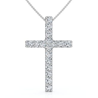 Pompeii3 1Ct Diamond Cross Pendant 1 1/4 Tall Womens 14k Gold 18 Necklace Lab Grown