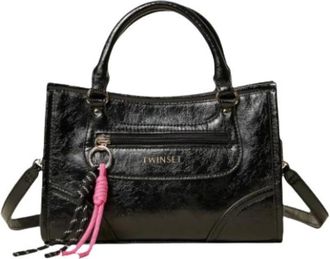 Twinset Tassen, Dames, Zwart, ONE Size, Polyester, Bowlingtas met Bedeltjes