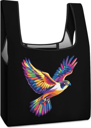 Generic Colorful Bird Peregrine Shopping Bag Reusable Grocery Tote Bag Foldable Handbag for Travel Picnic