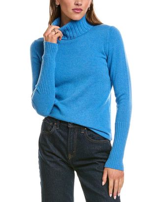 Fort&eacute; Cashmere Chunky Trim Turtleneck 100% Cashmere Sweater