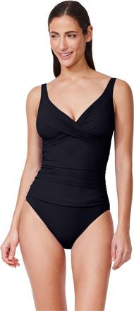 Gottex Tutti Frutti Twist Front V-Neck One Piece in Black at Nordstrom, Size 16