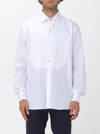 Canali Camicia da smoking in popeline di cotone con plastron e collo francese