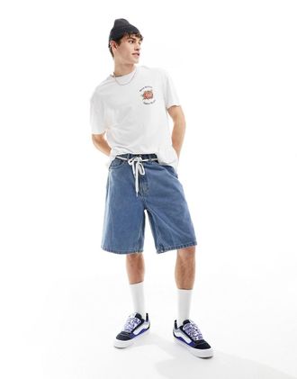 Vans Check-5 - Pantaloncini di jeans larghi lavaggio blu medio