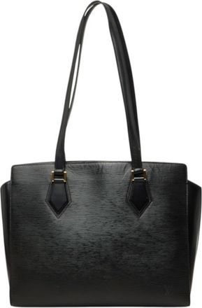 Louis Vuitton Black Noir Leather Shoulder Bag Tote Bag (Pre-Owned)