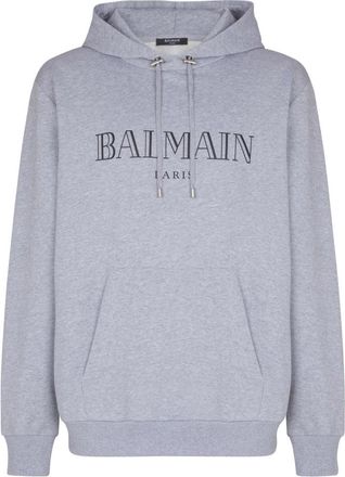 Balmain Cotton printed Vintage logo hoodie - Heren - Hoodies - Grijs - 3XL - Katoen - Hoodies & sweatvesten