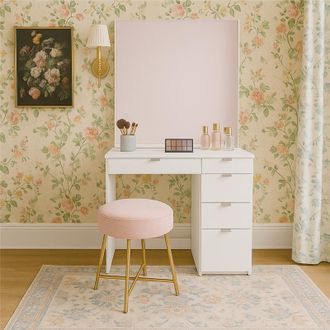 Birlea Ava 5 Drawer Dressing Table Black in White