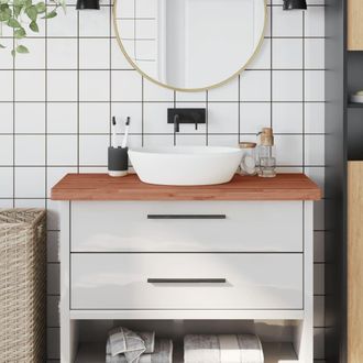 Berkfield Home Bathroom Countertop 100x60x4 cm Solid Wood Beech in Brown | Size: 100 x 60 x 4 cm