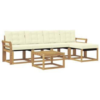 vidaXL Conjunto De Sof&aacute;s De Exterior Con Coj&iacute;n 6 Pcs Blanco Y Crema Vidaxl