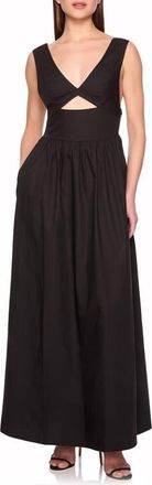 Susana Monaco Cutout Detail Cotton Poplin Maxi Dress in Black at Nordstrom, Size X-Large