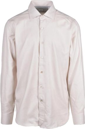 Eleventy Beige Classic Collar Cotton-Lyocell Shirt