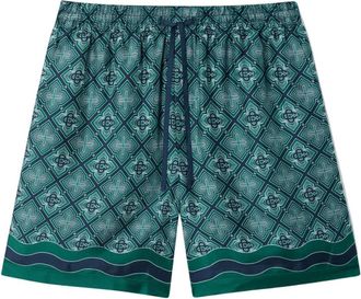 Casablanca Radiating Monogram Zijde Korte Broek - Heren - Korte Broeken - Groen - M - Korte Broeken
