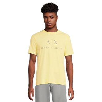 A|X Armani Exchange T-Shirt Men Pale Hay Corporate Logo Print Short Sleeve RED1293