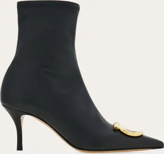 Ferragamo Women Pointed ankle boot with maxi Gancini buckle Black Size 10.5