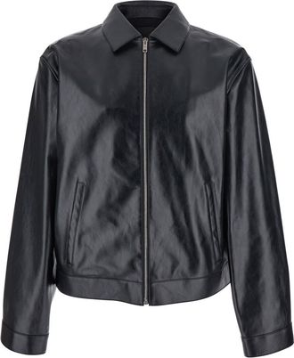 Givenchy Black Jacket With Logo Patch On The Back In Leather Man