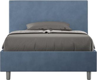 ITYhome Letto una piazza e mezza rivestito in Microfibra - ADELE - Tipologia Letto: Con Rete e Contenitore - Colore: Blu - Dimensione Rete: 120x200