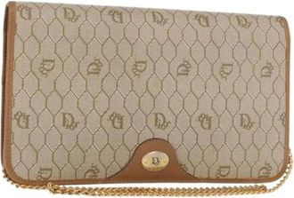 Dior Pre-owned Clutches, female, Beige, Size: ONE SIZE Pre-owned Trotter Canvas Shoulder Bag