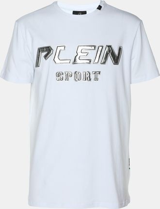 Plein Sport Plein Sport White/silver Jersey Logo T-Shirt
