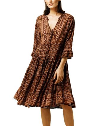 Lusana Evie Midi Dress In Copper