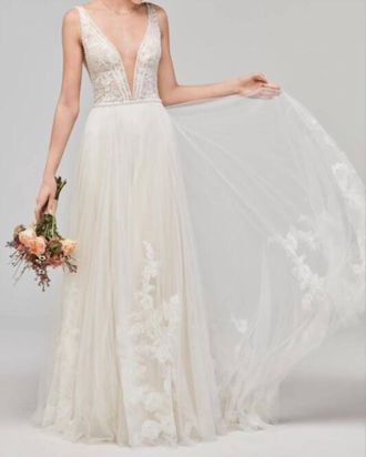 Watters Philomena V Neckline Bridal Dress In Necter