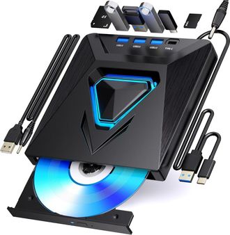 OEM Unidad De Grabaci&oacute;n De Dvd Externa - 8x Dvd+rw - Compatible Con Usb 3.0 Y Usb-c - Lector/grabador De Cd/dvd - Docking Station Multifuncional Con 3 Pue