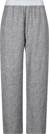 Paco Rabanne Rechte broek met elastische tailleband - Dames - Straight fit broeken - Grijs - XS - Wol - Broeken