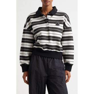 Bella Do&ntilde;a Stripe Long Sleeve Rugby Polo in Black And White Stripes at Nordstrom Rack, Size Xx-Large