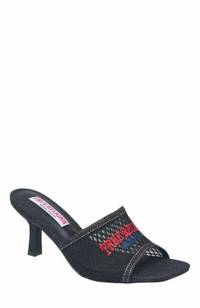 True Religion Denim Mesh Mule Heel in Black at Nordstrom, Size 6