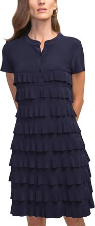 Joseph Ribkoff Tiered Ruffle Dress In Midnight Blue
